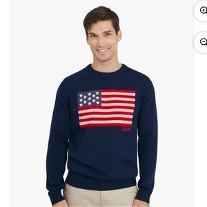 CHAPS Mens American Flag Navy Blue Sweater Patriotic Americana Size Medium
